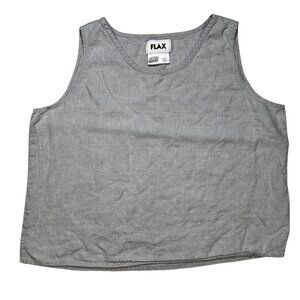 FLAX Large Gray Tank Top Linen Travel Lightweight Coastal Holiday